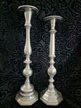 India Pair of Silver Metal Candlesticks